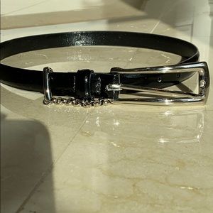 Belt Black patent leather silver buckle 34 length